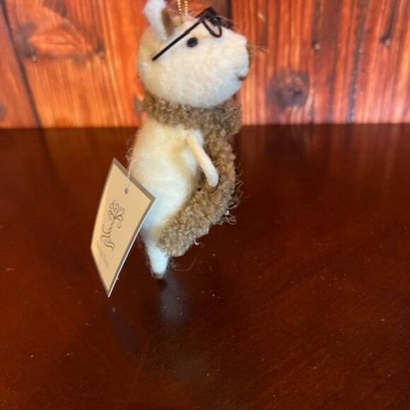 Felt white Mouse Christmas Ornament With Glasses & Pinecone scarft hanging loop‎ - Picture 5 of 5